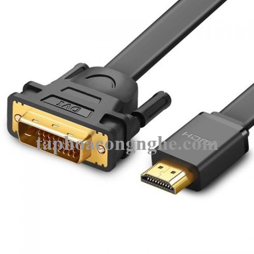 Ugreen 30138 5M màu Đen Cáp chuyển đổi HDMI sang DVI 24 + 1 thuần đồng cáp dẹt HD106 30030138